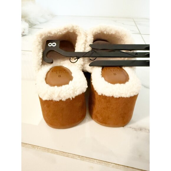 Time and Tru Women's Faux Shearling Wedge Clogs in Brown NEW 8 - Picture 7 of 12